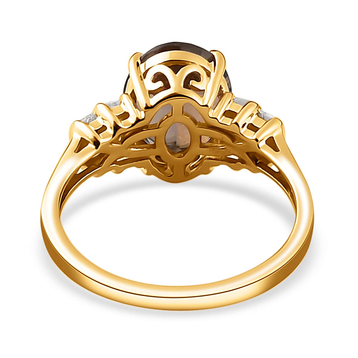 Luxoro 14K Yellow Gold Premium Golden Tanzanite and G-H I3 Diamond Ring (Size 6.0) 3.10 ctw image number 4