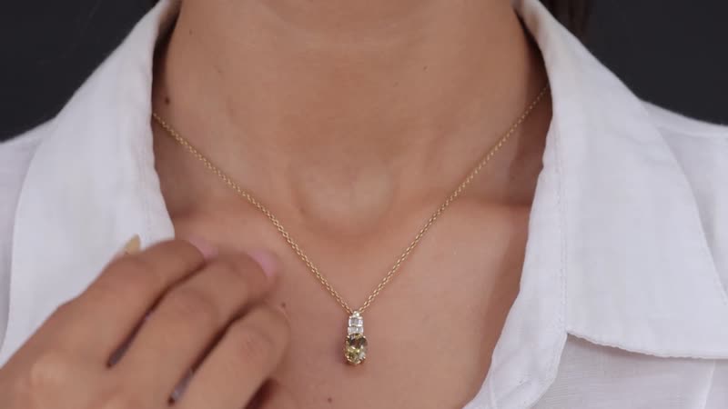 Luxoro 14K Yellow Gold Premium Natural Yellow Tanzanite and Diamond G-H I3 Solitaire Pendant 2.10 ctw
