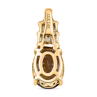 Luxoro 14K Yellow Gold Premium Natural Yellow Tanzanite and Diamond G-H I3 Solitaire Pendant 2.10 ctw