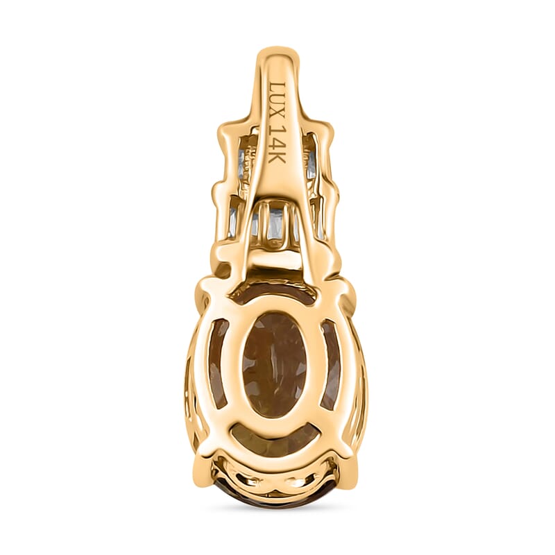 Luxoro 14K Yellow Gold Premium Natural Yellow Tanzanite and Diamond G-H I3 Solitaire Pendant 2.10 ctw