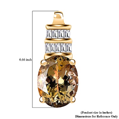 Luxoro 14K Yellow Gold Premium Natural Yellow Tanzanite and Diamond G-H I3 Solitaire Pendant 2.10 ctw