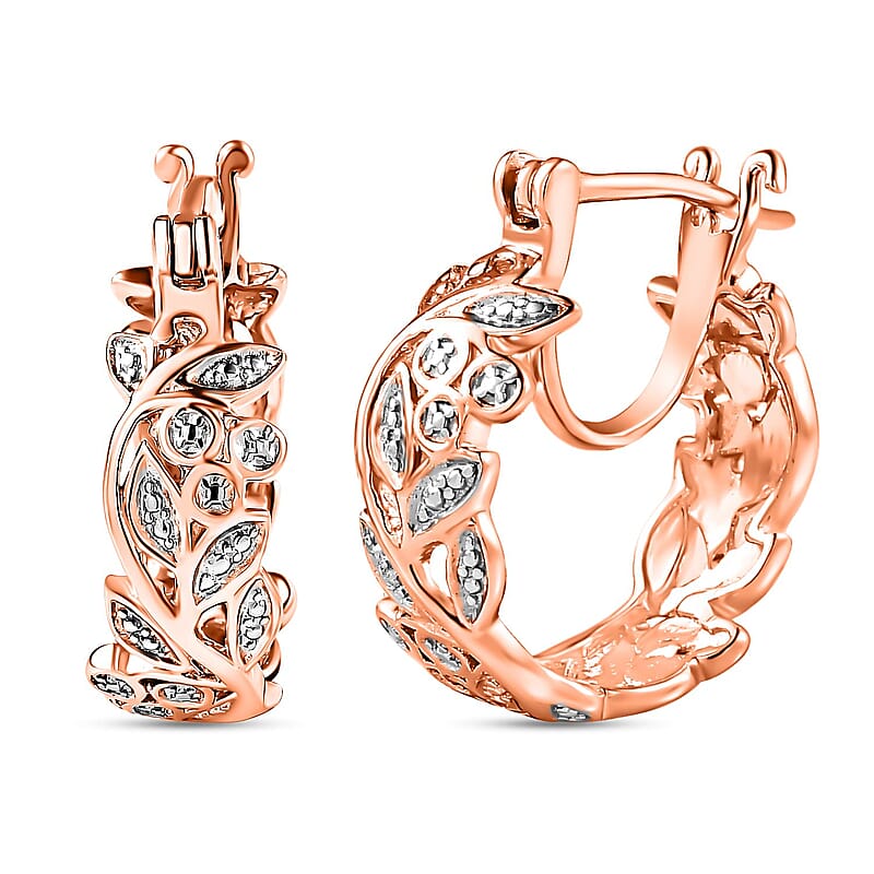 Diamond Accent Hoop Earrings in 14K Rose Gold Over Sterling Silver