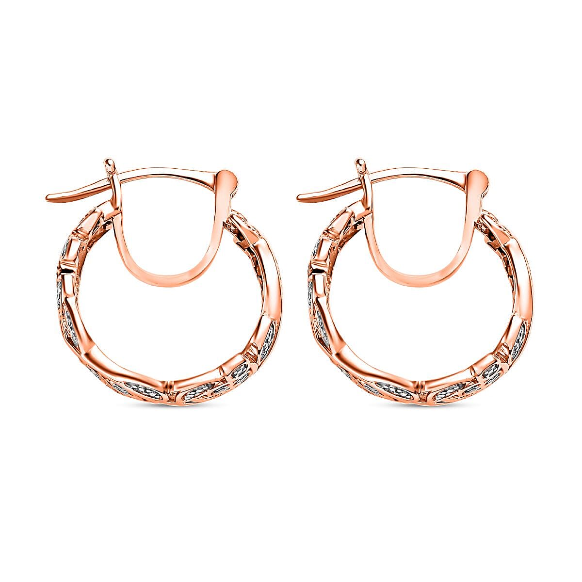 Diamond Accent Hoop Earrings in 14K Rose Gold Over Sterling Silver