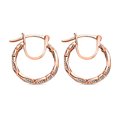 Diamond Accent Hoop Earrings in 14K Rose Gold Over Sterling Silver