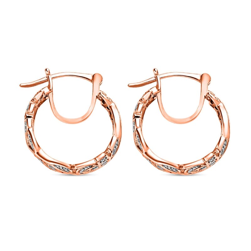 Diamond Accent Hoop Earrings in 14K Rose Gold Over Sterling Silver