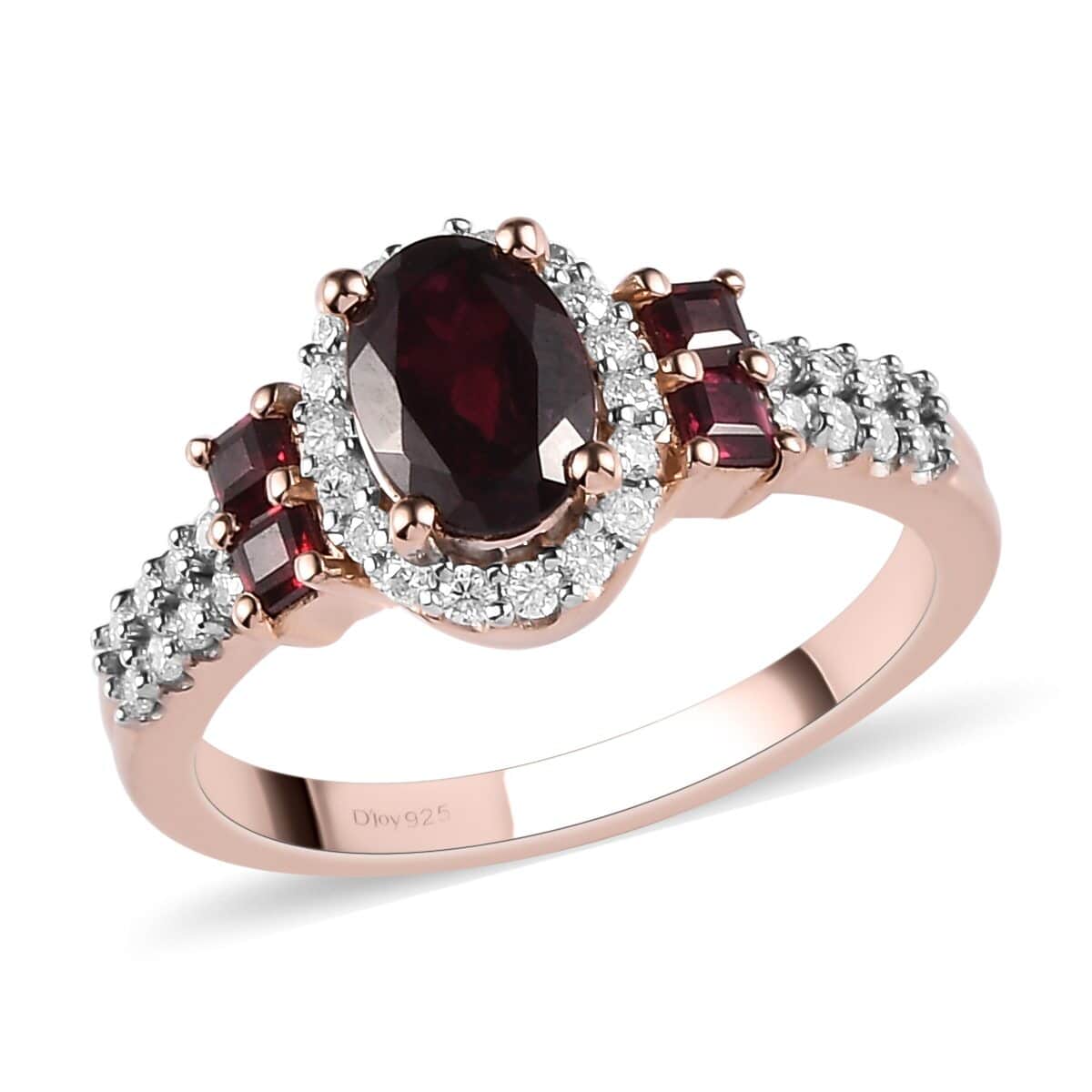 Anthill Garnet and Moissanite Ring in Vermeil Rose Gold Over Sterling Silver (Size 6.0) 1.15 ctw image number 0