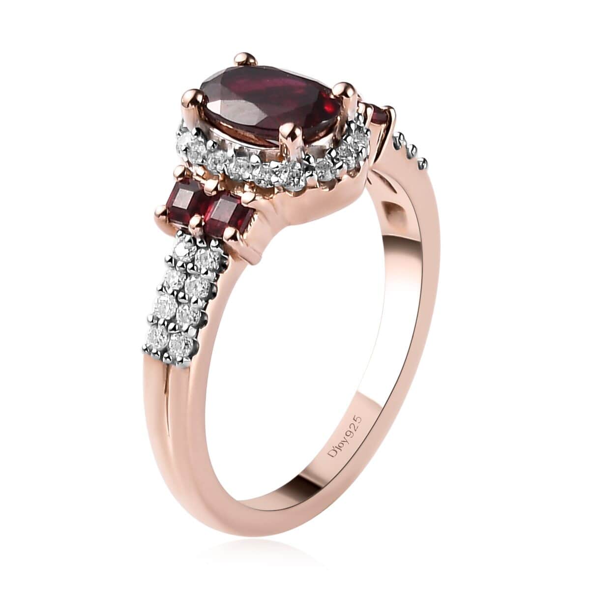 Anthill Garnet and Moissanite Ring in Vermeil Rose Gold Over Sterling Silver (Size 6.0) 1.15 ctw image number 3