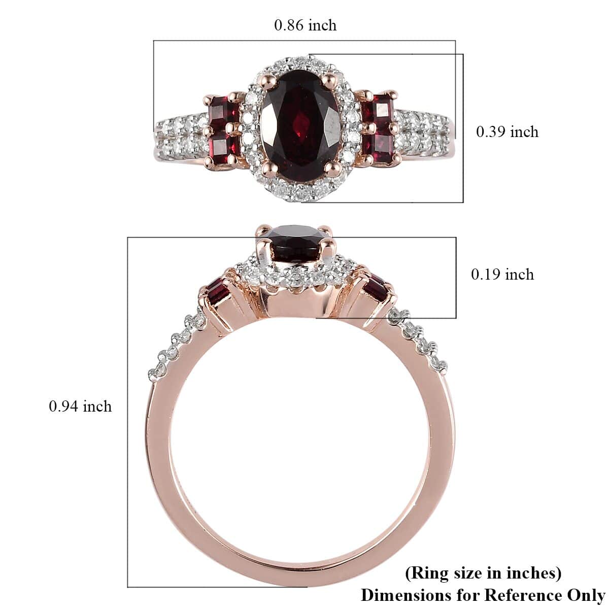 Anthill Garnet and Moissanite Ring in Vermeil Rose Gold Over Sterling Silver (Size 6.0) 1.15 ctw image number 5