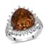Autumn Alexite and Natural White Zircon Halo Ring in Platinum Over Sterling Silver 11.15 ctw image number 0