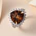Autumn Alexite and Natural White Zircon Halo Ring in Platinum Over Sterling Silver 11.15 ctw image number 1
