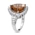 Autumn Alexite and Natural White Zircon Halo Ring in Platinum Over Sterling Silver 11.15 ctw image number 3