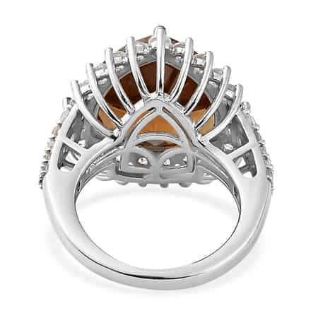 Autumn Alexite and Natural White Zircon Halo Ring in Platinum Over Sterling Silver 11.15 ctw image number 4