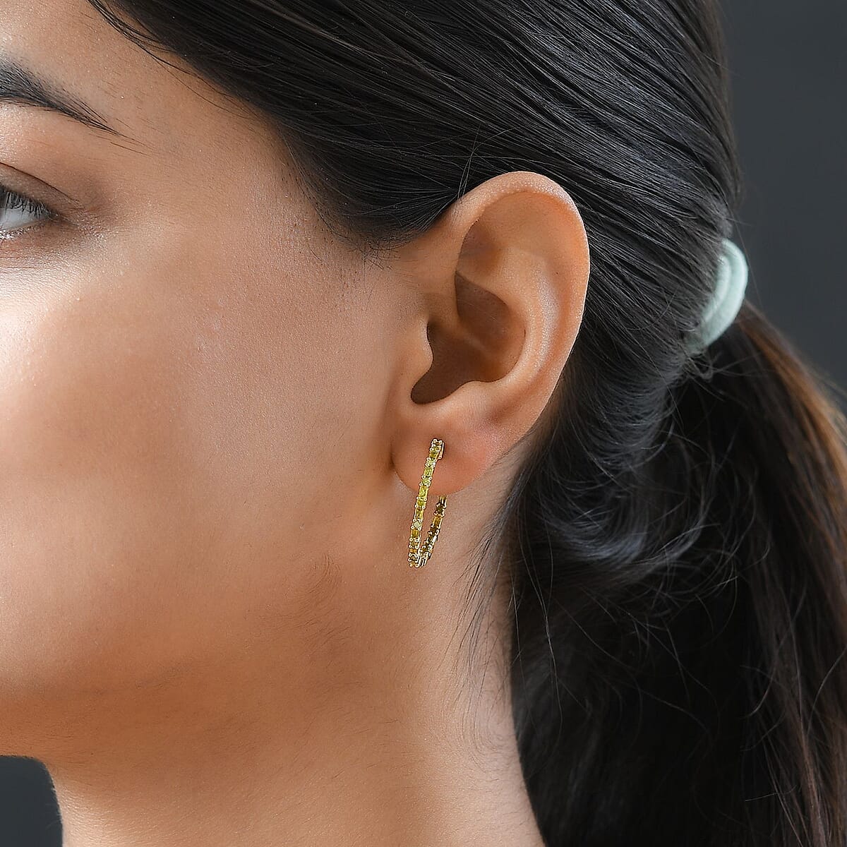 Yellow Diamond Hoop Earrings in Vermeil Yellow Gold Over Sterling Silver 1.00 ctw image number 2