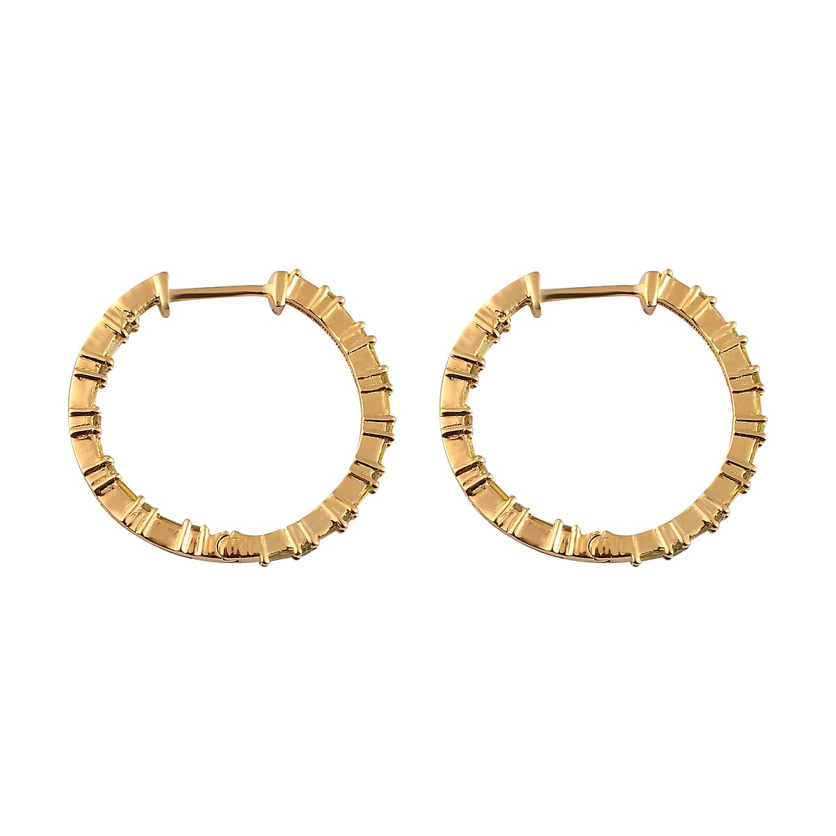 Yellow Diamond Hoop Earrings in Vermeil Yellow Gold Over Sterling Silver 1.00 ctw image number 3