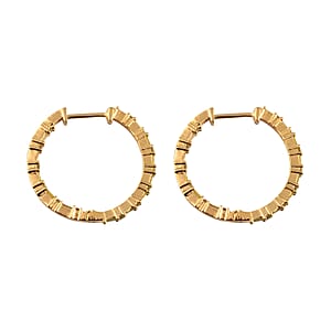 Yellow Diamond Hoop Earrings in Vermeil Yellow Gold Over Sterling Silver 1.00 ctw