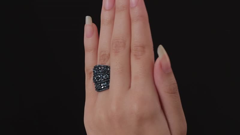 Doorbuster Blue Diamond (IR) Ring in Platinum Over Sterling Silver (Size 10.0) 2.10 ctw