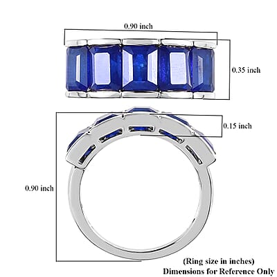 Tanzanian Blue Spinel (DF) 5 Stone Ring in Platinum Over Sterling Silver (Size 7.0) 6.10 ctw