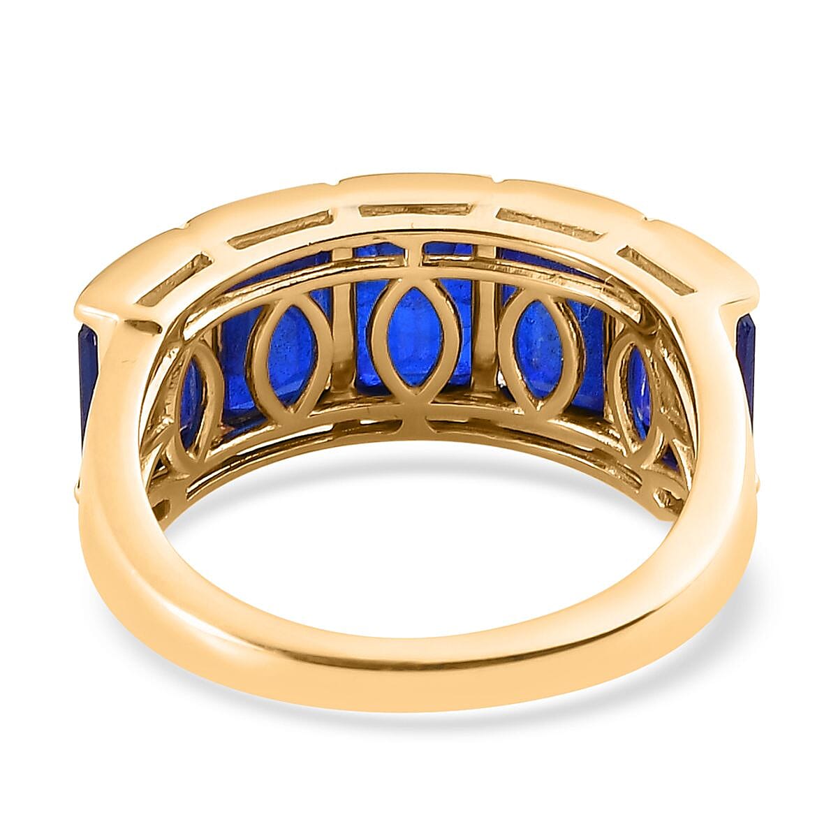 Tanzanian Blue Spinel (DF) 5 Stone Ring in Vermeil Yellow Gold Over Sterling Silver (Size 7.0) 6.10 ctw