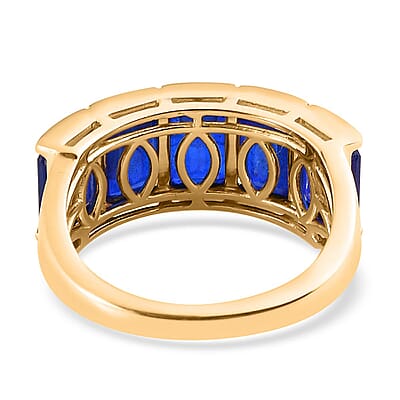 Tanzanian Blue Spinel (DF) 5 Stone Ring in Vermeil Yellow Gold Over Sterling Silver (Size 7.0) 6.10 ctw
