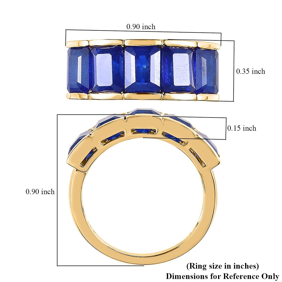Tanzanian Blue Spinel (DF) 5 Stone Ring in Vermeil Yellow Gold Over Sterling Silver (Size 7.0) 6.10 ctw