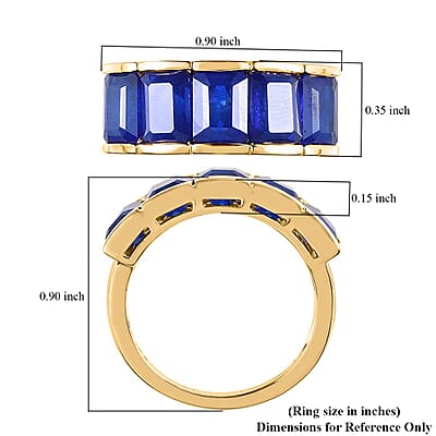 Tanzanian Blue Spinel (DF) 5 Stone Ring in Vermeil Yellow Gold Over Sterling Silver (Size 7.0) 6.10 ctw