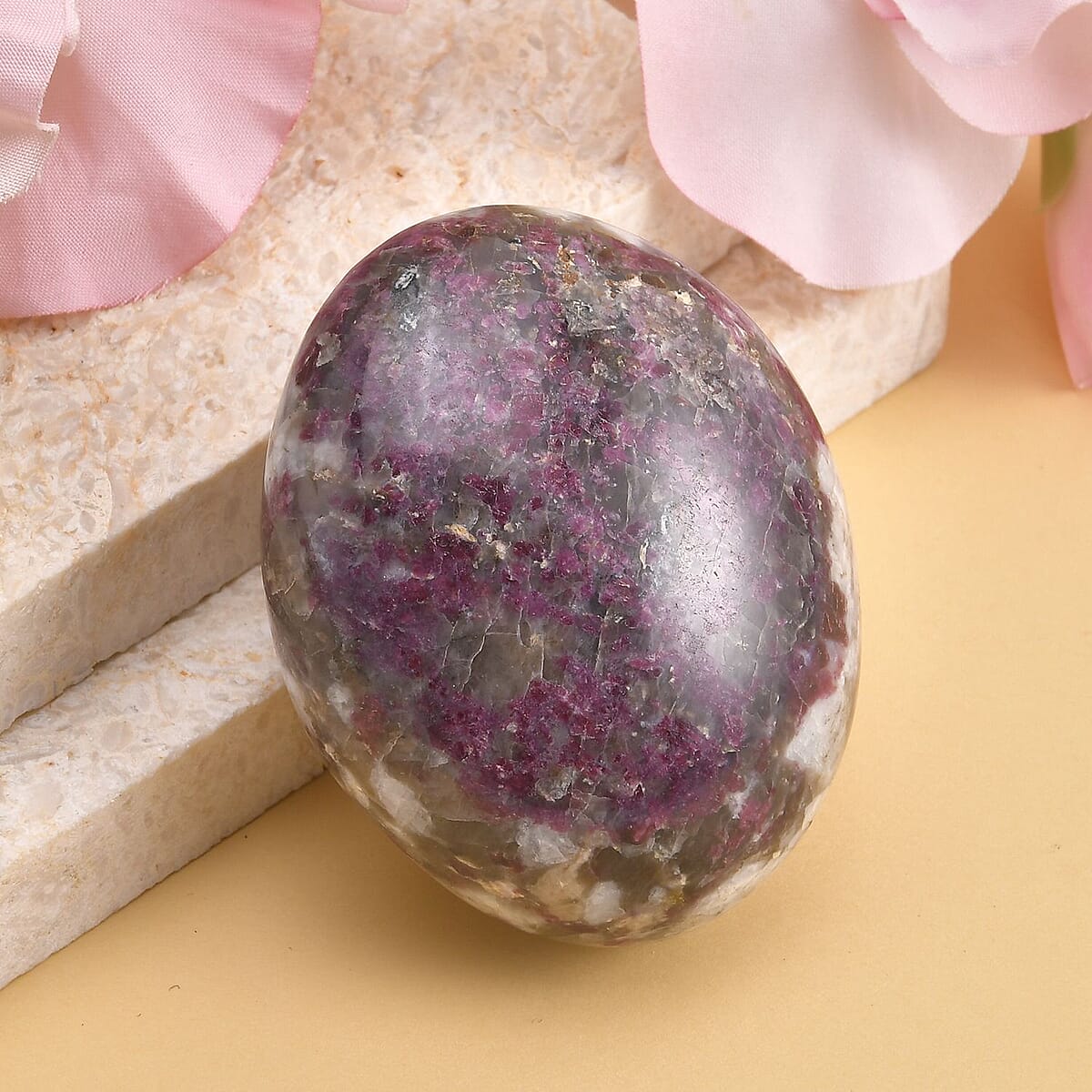 Pink Plum Tourmaline Palm Stone 50-70mm (Approx 375 ctw) image number 1