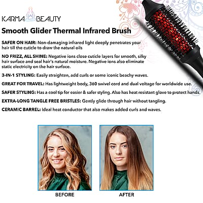 Karma Beauty- Smooth Glider Infra-Red Curling Brush (Ships in 12-14 Day)