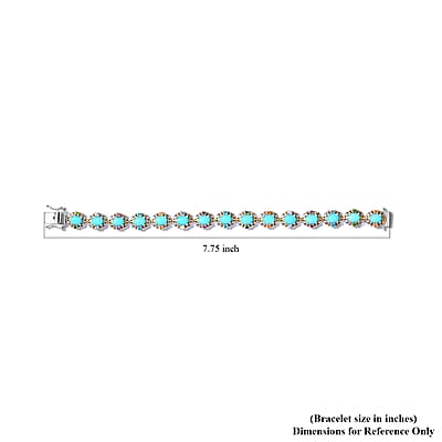 Premium Sleeping Beauty Turquoise and Multi Gemstone Bracelet in Vermeil YG and Platinum Over Sterling Silver (7.25 In) 21 Grams 11.75 ctw