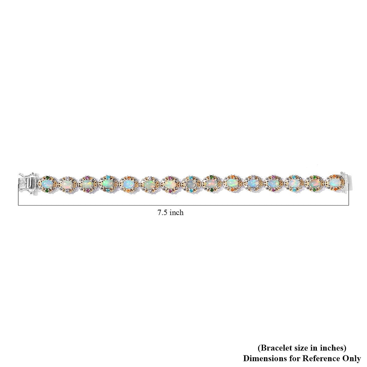 Premium Ethiopian Welo Opal and Multi Gemstone Cluster Bracelet in Vermeil YG and Platinum Over Sterling Silver (7.25 In) 9.00 ctw image number 4