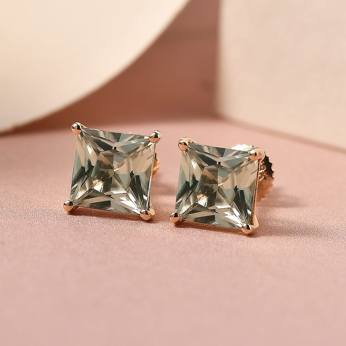 Iliana 18K Yellow Gold Princess Cut AAA Turkizite Solitaire Stud Earrings 2.60 ctw image number 1