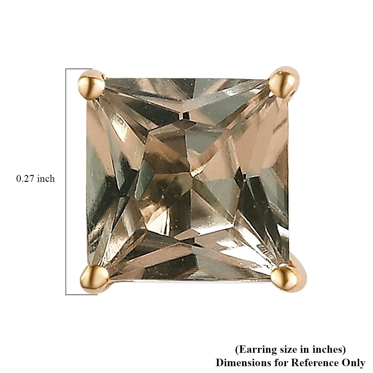 Iliana 18K Yellow Gold Princess Cut AAA Turkizite Solitaire Stud Earrings 2.60 ctw image number 4