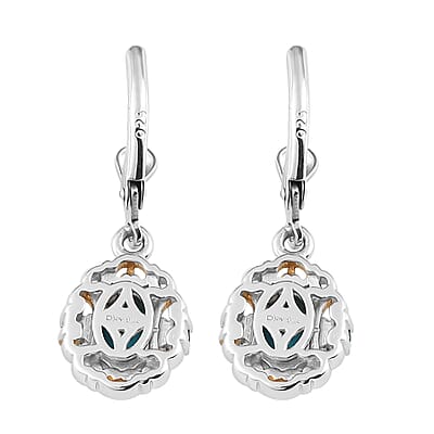 Sleeping Beauty Turquoise and Malgache Neon Apatite Lever Back Earrings in Vermeil YG and Platinum Over Sterling Silver 1.50 ctw