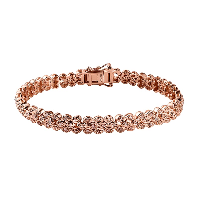 Natural Pink Diamond Bracelet in Vermeil RG Over Sterling Silver, Natural Diamond, Anniversary Gifts (7.25 In) 1.50 ctw