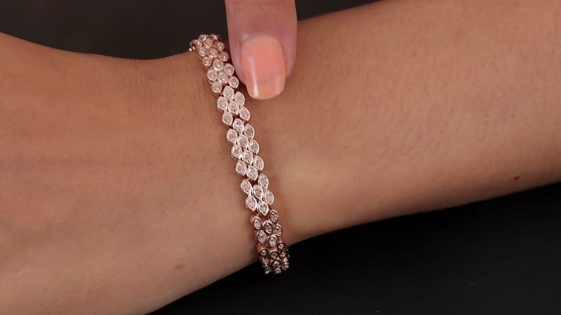 Doorbuster Uncut Natural Pink Diamond Bracelet in Vermeil Rose Gold Over Sterling Silver (7.25 In) 15.75 Grams 1.50 ctw