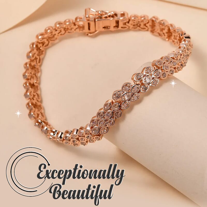 Natural Pink Diamond Bracelet in Vermeil RG Over Sterling Silver, Natural Diamond, Anniversary Gifts (7.25 In) 1.50 ctw
