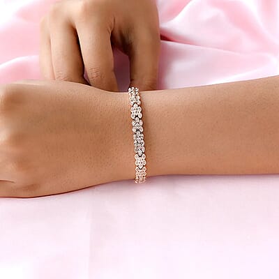 Natural Pink Diamond Bracelet in Vermeil RG Over Sterling Silver, Natural Diamond, Anniversary Gifts (7.25 In) 1.50 ctw
