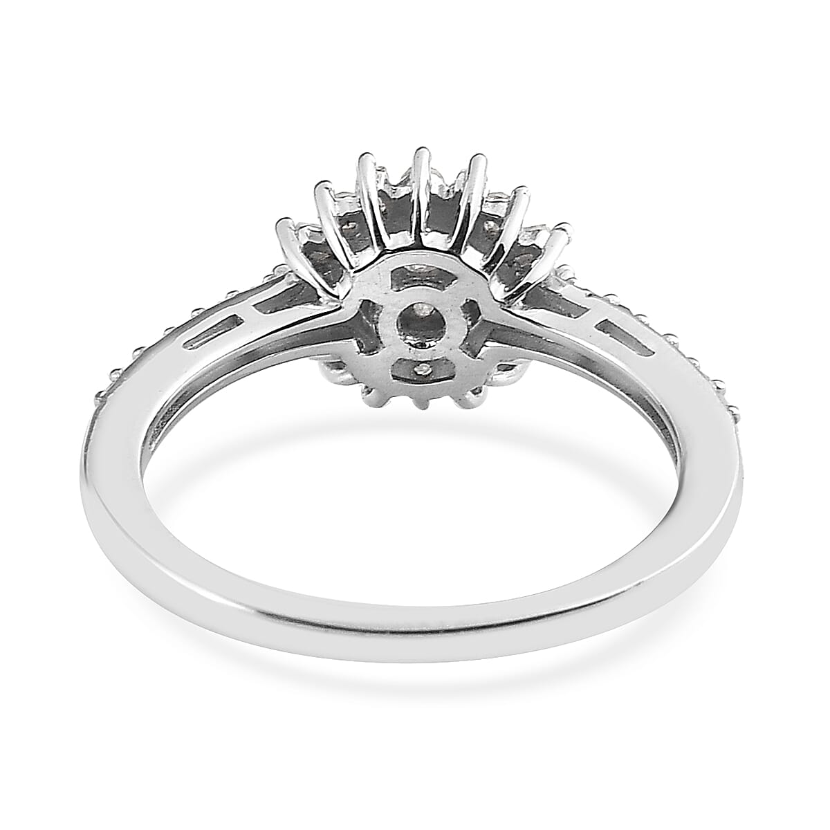 Diamond Floral Ring in Platinum Over Sterling Silver (Size 6.0) 0.50 ctw image number 4