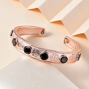 Elite Shungite 6.15 ctw Chakra Signs Cuff Bracelet in 14K RG Over Copper with Magnet (7.25 in)