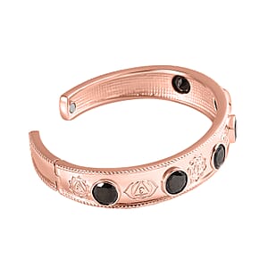 Elite Shungite 6.15 ctw Chakra Signs Cuff Bracelet in 14K RG Over Copper with Magnet (7.25 in)