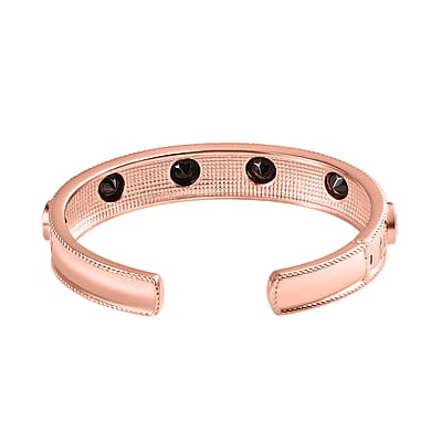 Elite Shungite 6.15 ctw Chakra Signs Cuff Bracelet in 14K RG Over Copper with Magnet (7.25 in)