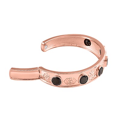Elite Shungite 6.15 ctw Chakra Signs Cuff Bracelet in 14K RG Over Copper with Magnet (7.25 in)