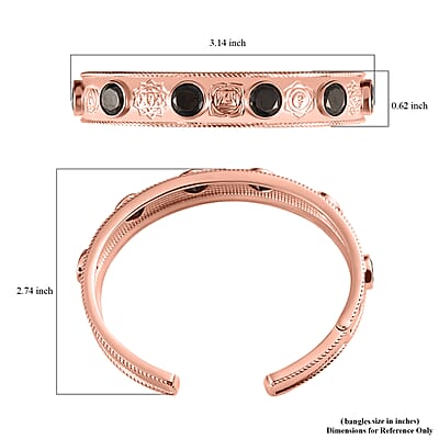 Elite Shungite 6.15 ctw Chakra Signs Cuff Bracelet in 14K RG Over Copper with Magnet (7.25 in)
