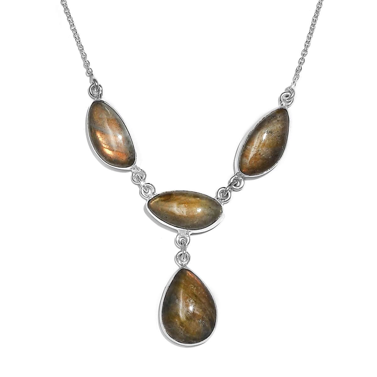 Artisan Crafted Madagascar Fire Labradorite Necklace 18 Inches in Sterling Silver 34.65 ctw image number 0