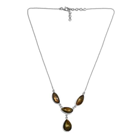 Artisan Crafted Madagascar Fire Labradorite Necklace 18 Inches in Sterling Silver 34.65 ctw image number 4