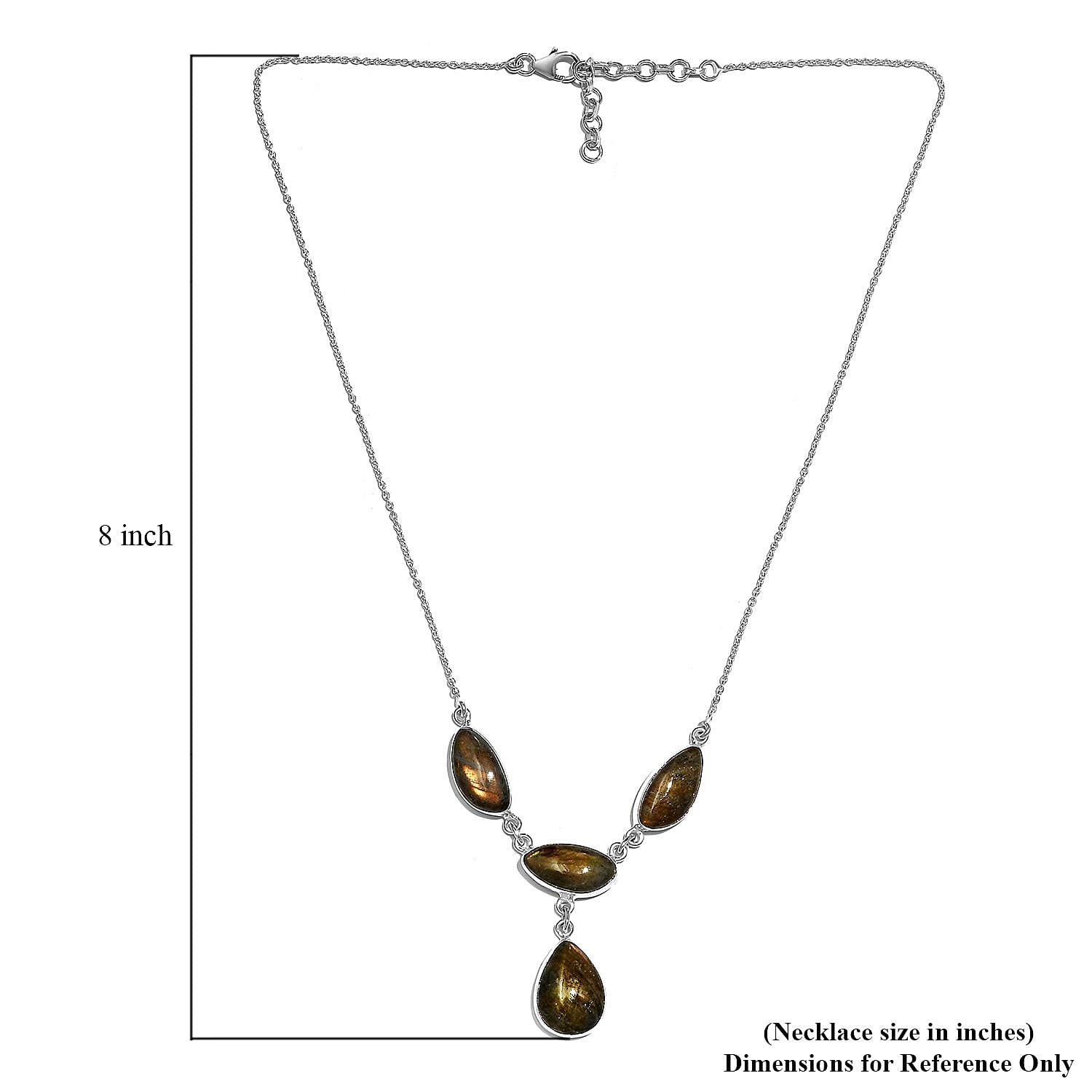 Artisan Crafted Madagascar Fire Labradorite Necklace 18 Inches in Sterling Silver 34.65 ctw