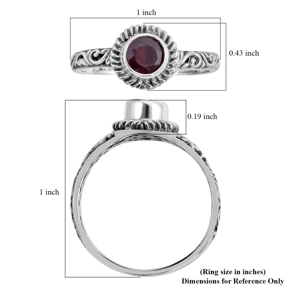 BALI LEGACY Treated Ruby Solitaire Ring in Sterling Silver 1.15 ctw image number 5