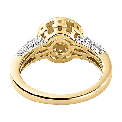 Turkizite and White Zircon 2.03 ctw Ring in Vermeil Yellow Gold Over Sterling Silver (Size 10.0)