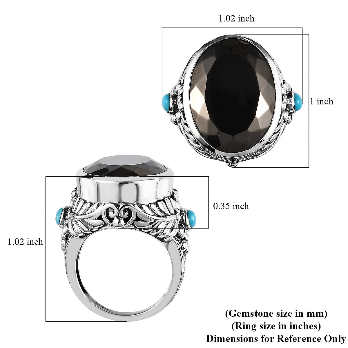 Artisan Crafted Elite Shungite and Sleeping Beauty Turquoise Ring in Sterling Silver (Size 8.0) 9.50 ctw image number 5