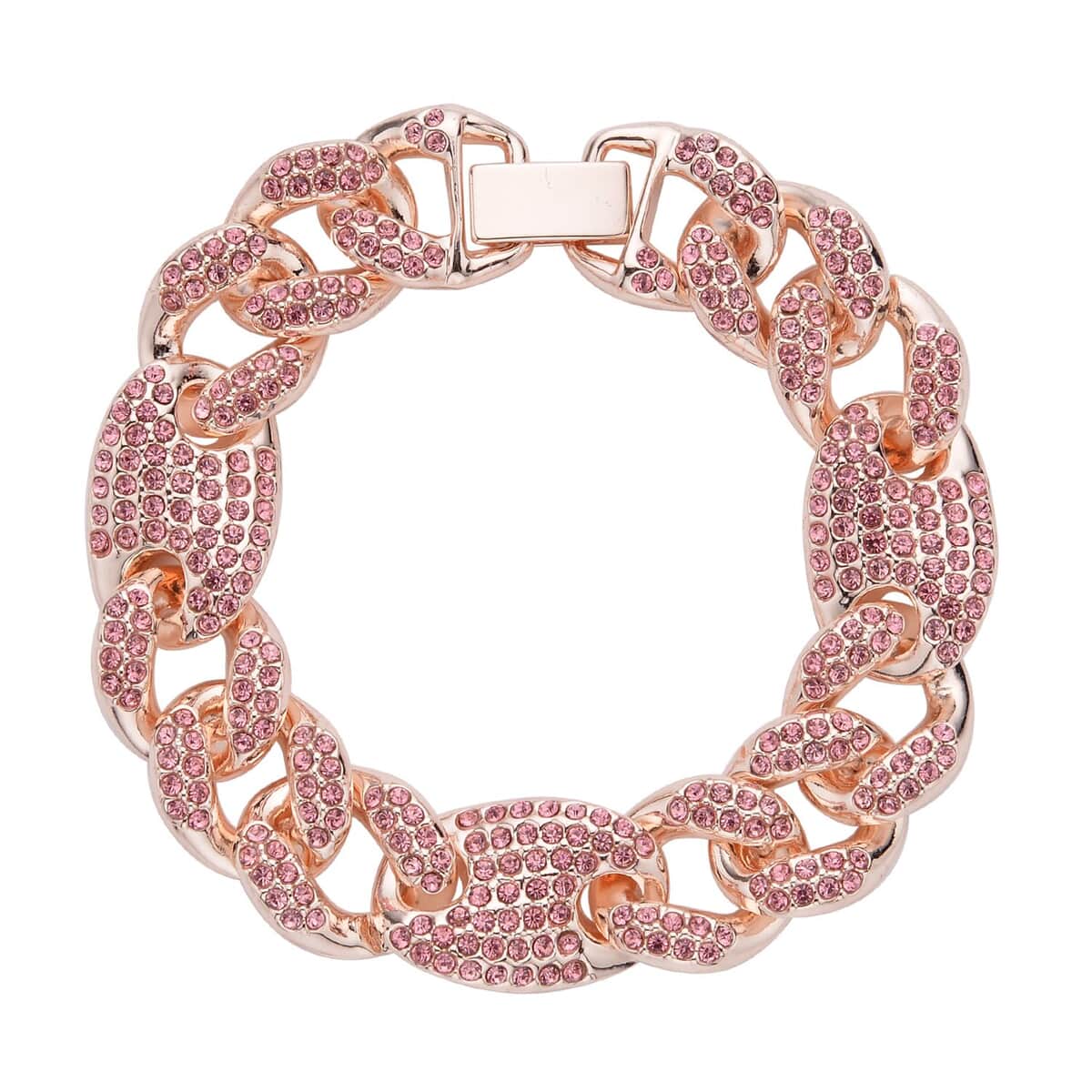 Pink Austrian Crystal Link Bracelet in Rosetone (6.50 In) image number 0