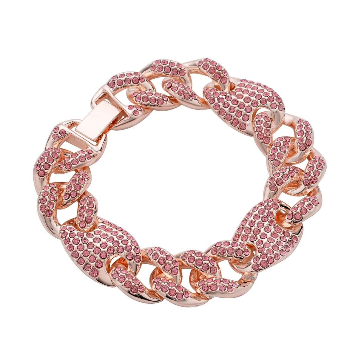 Pink Austrian Crystal Link Bracelet in Rosetone (6.50 In) image number 2